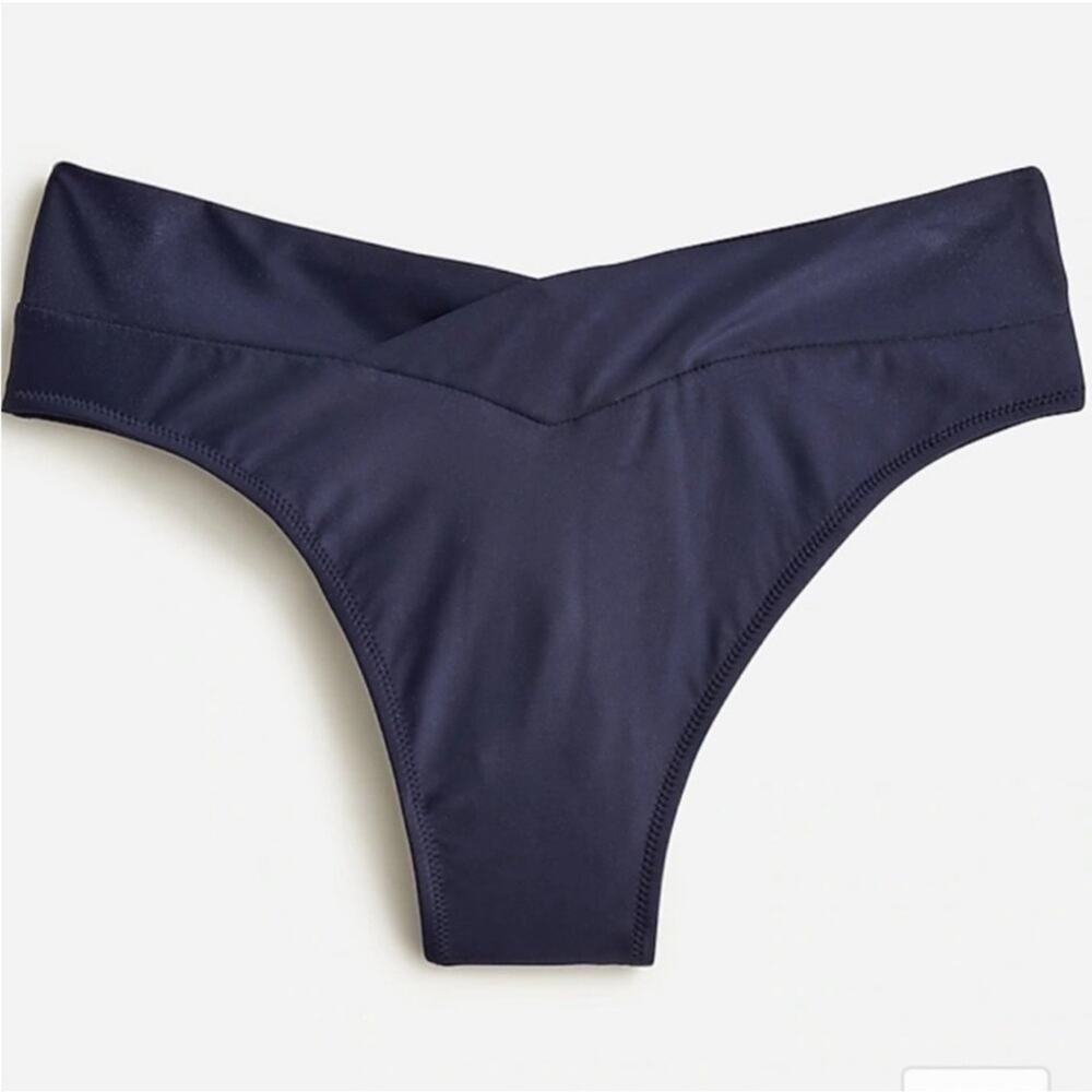 J.Crew Navy Cross Front Cheeky Bikini Bottom 2X Plus Size Swimwear NWT